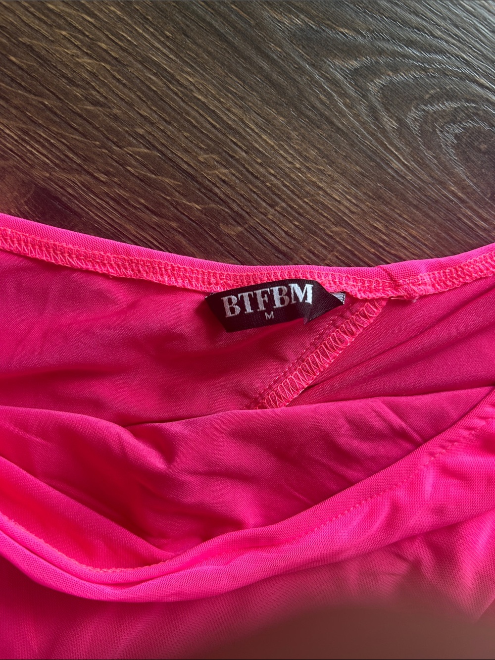 Ruched One-Shoulder Neon Pink Bodycon Dress - medium - Picture 2 of 2